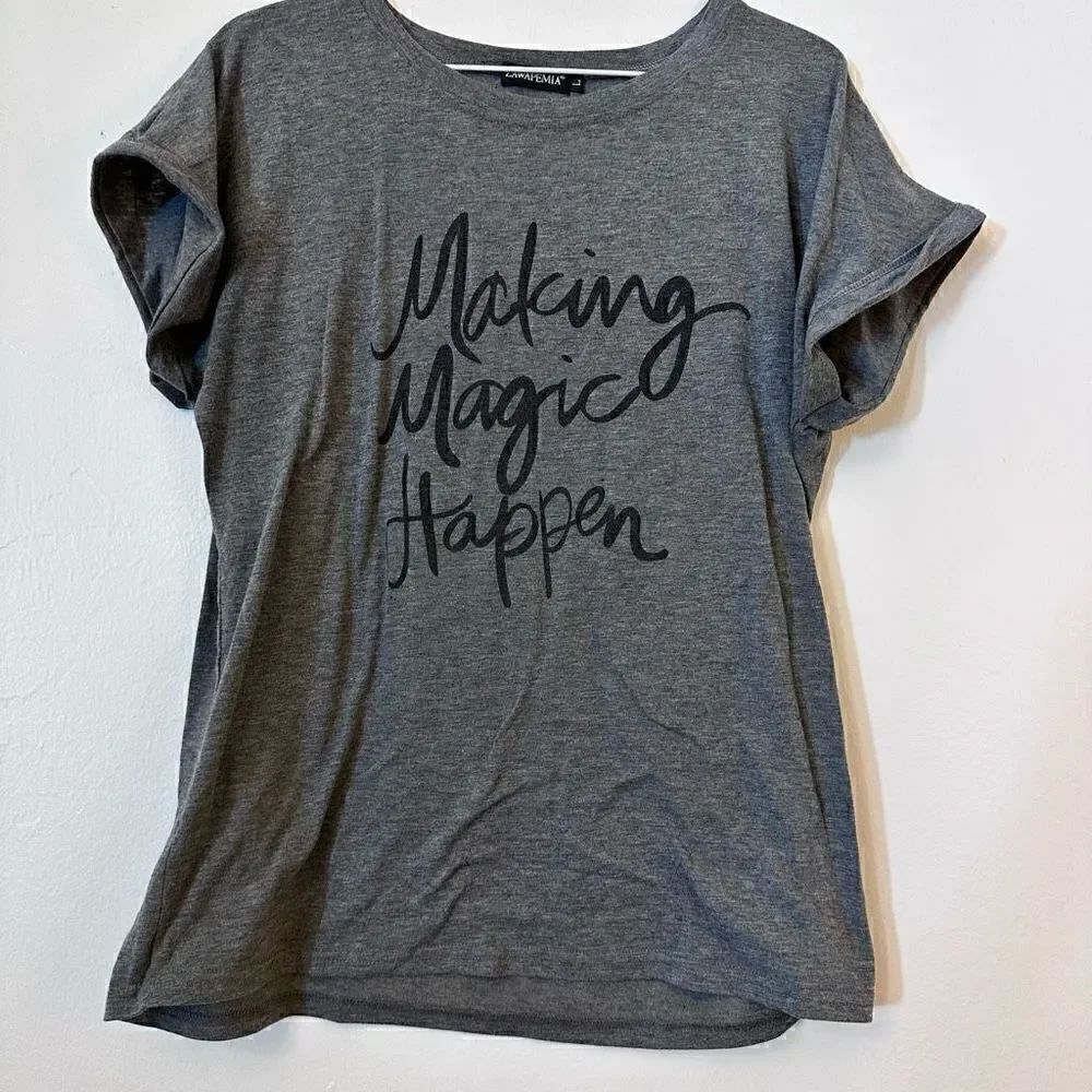 ZAWAPEMIA Women's Graphic Tee Making Magic Happen Disney Short Sleeve Shirt Size